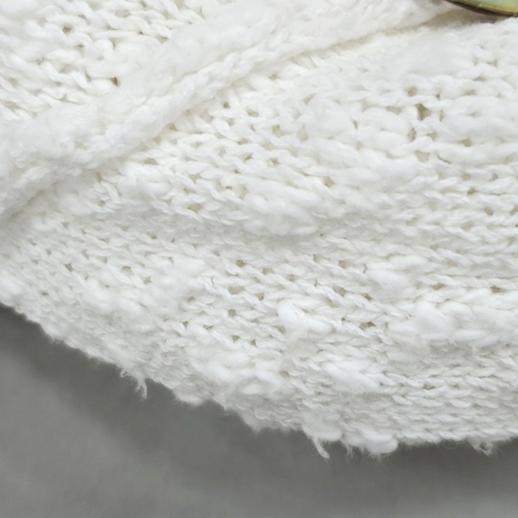 Habitat open knit sweater women's medium white textured cotton shell buttons - Picture 10 of 12
